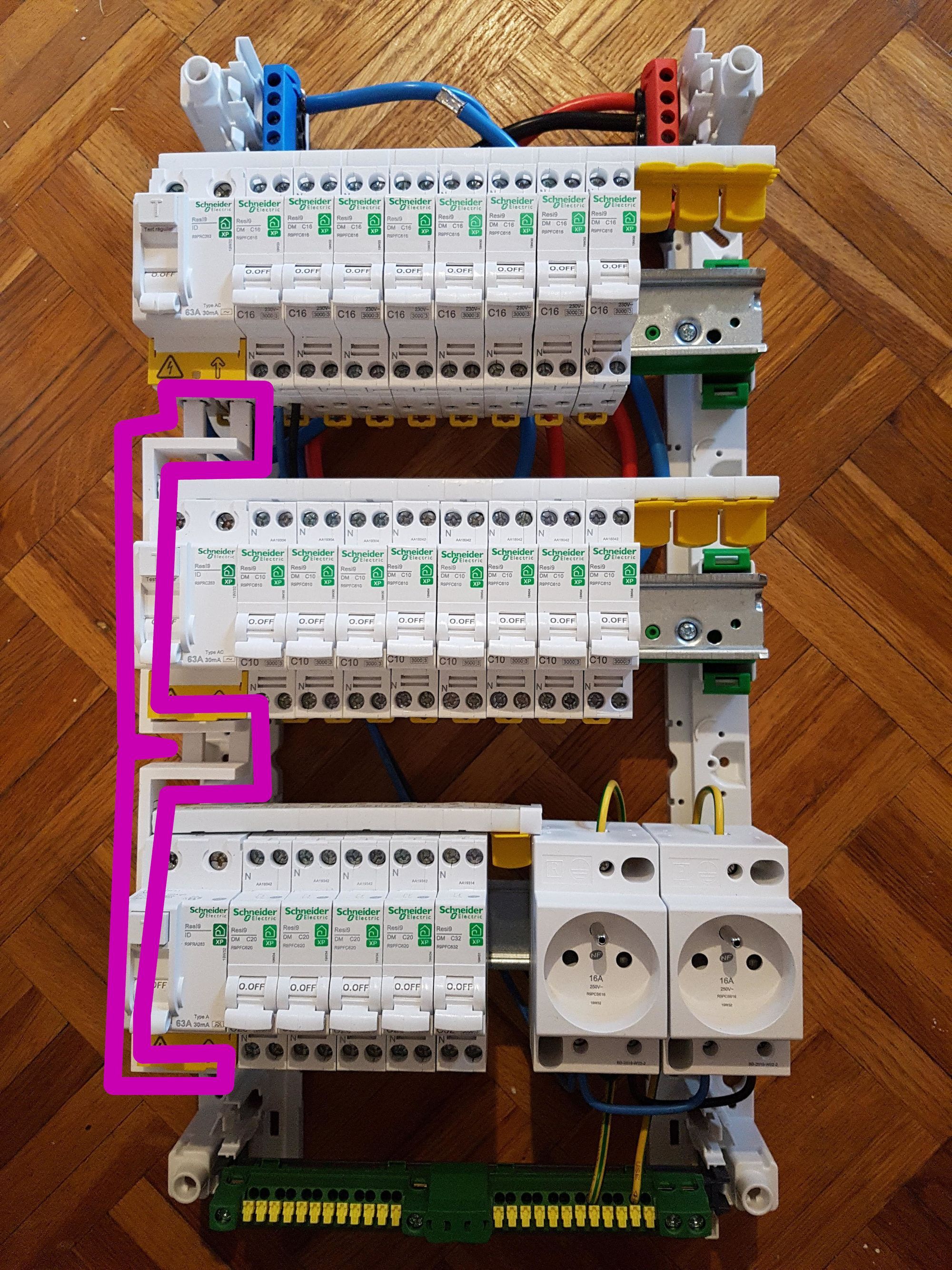 Peignes verticaux dans le tableau électrique