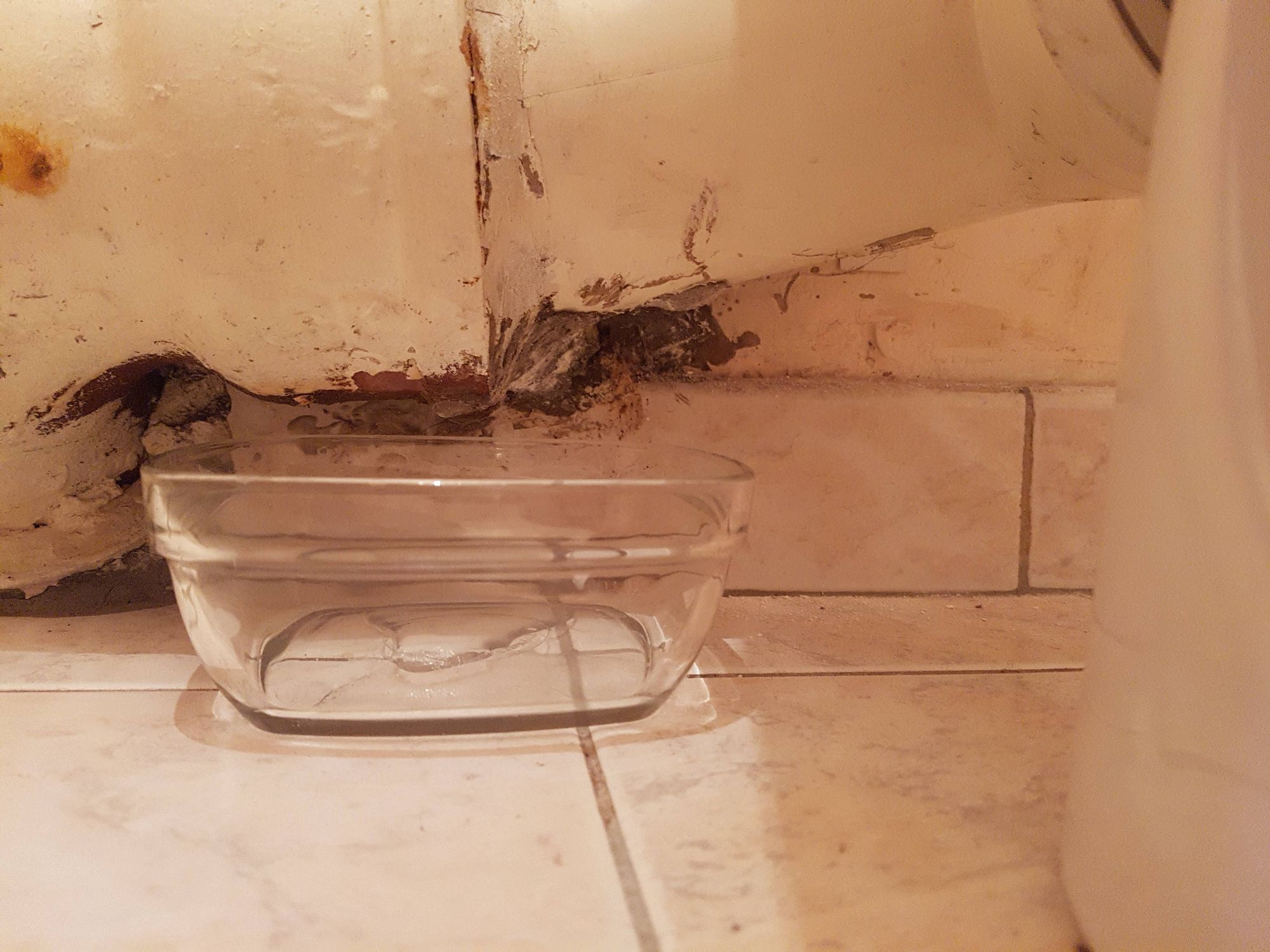 Pipe WC avec fuite, vue du dessous